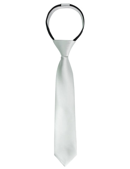 Boy's Solid Color Pre-tied 2.4'' Zipper Skinny Necktie #067
