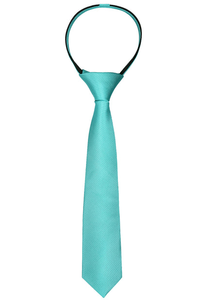 Boy's Solid Color Pre-tied 2.4'' Zipper Skinny Necktie #067