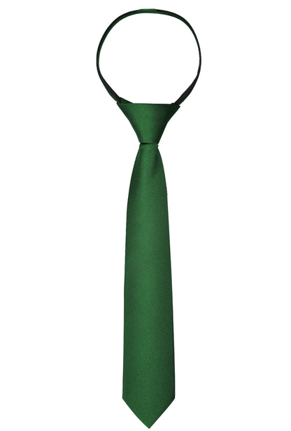 Boy's Solid Color Pre-tied 2.4'' Zipper Skinny Necktie #067
