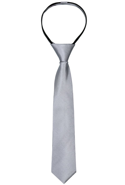 Boy's Solid Color Pre-tied 2.4'' Zipper Skinny Necktie #067