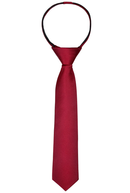 Boy's Solid Color Pre-tied 2.4'' Zipper Skinny Necktie #067