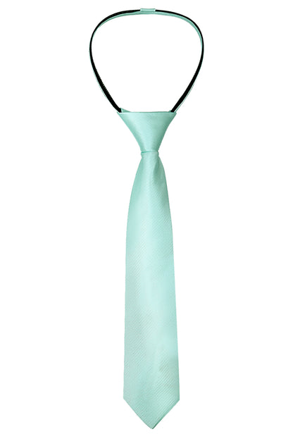 Boy's Solid Color Pre-tied 2.4'' Zipper Skinny Necktie #067