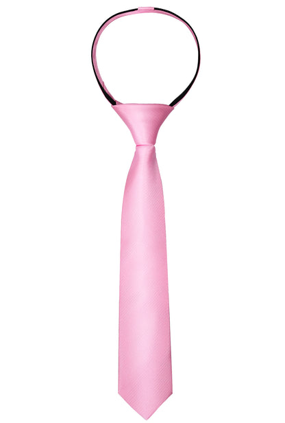 Boy's Solid Color Pre-tied 2.4'' Zipper Skinny Necktie #067