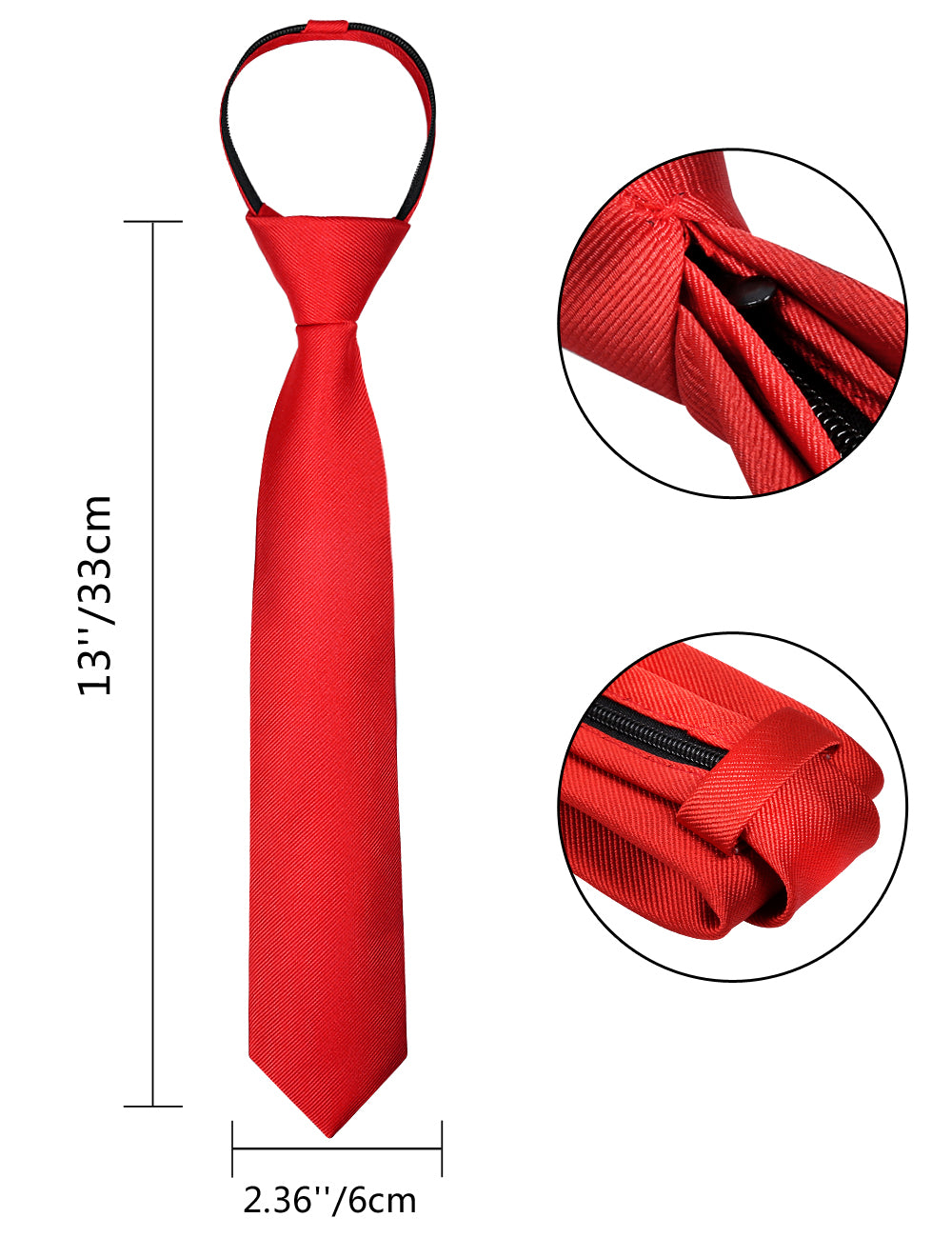 Boy's Solid Color Pre-tied 2.4'' Zipper Skinny Necktie #067