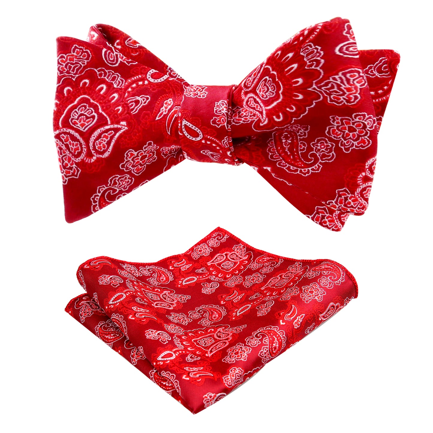 Alizeal Men's Wedding Woven Paisley Self-tied Bow Tie and Hanky Set #091