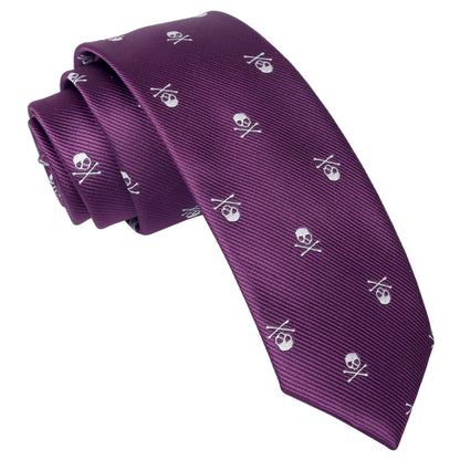 Men's Skull Patterned Skinny Neckties, 096