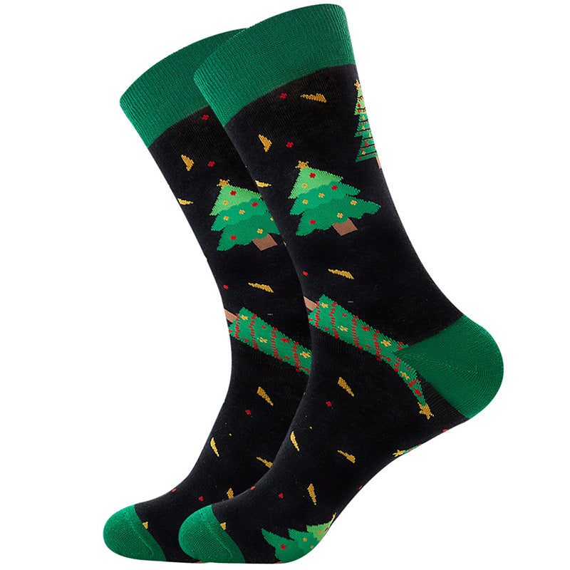 Black Christmas Tree Crew Socks SC002