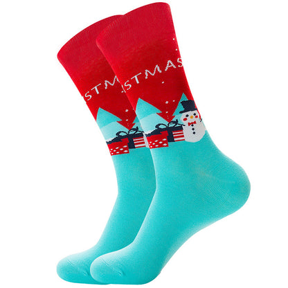 Sky Blue Christmas Snowman Socks SC058