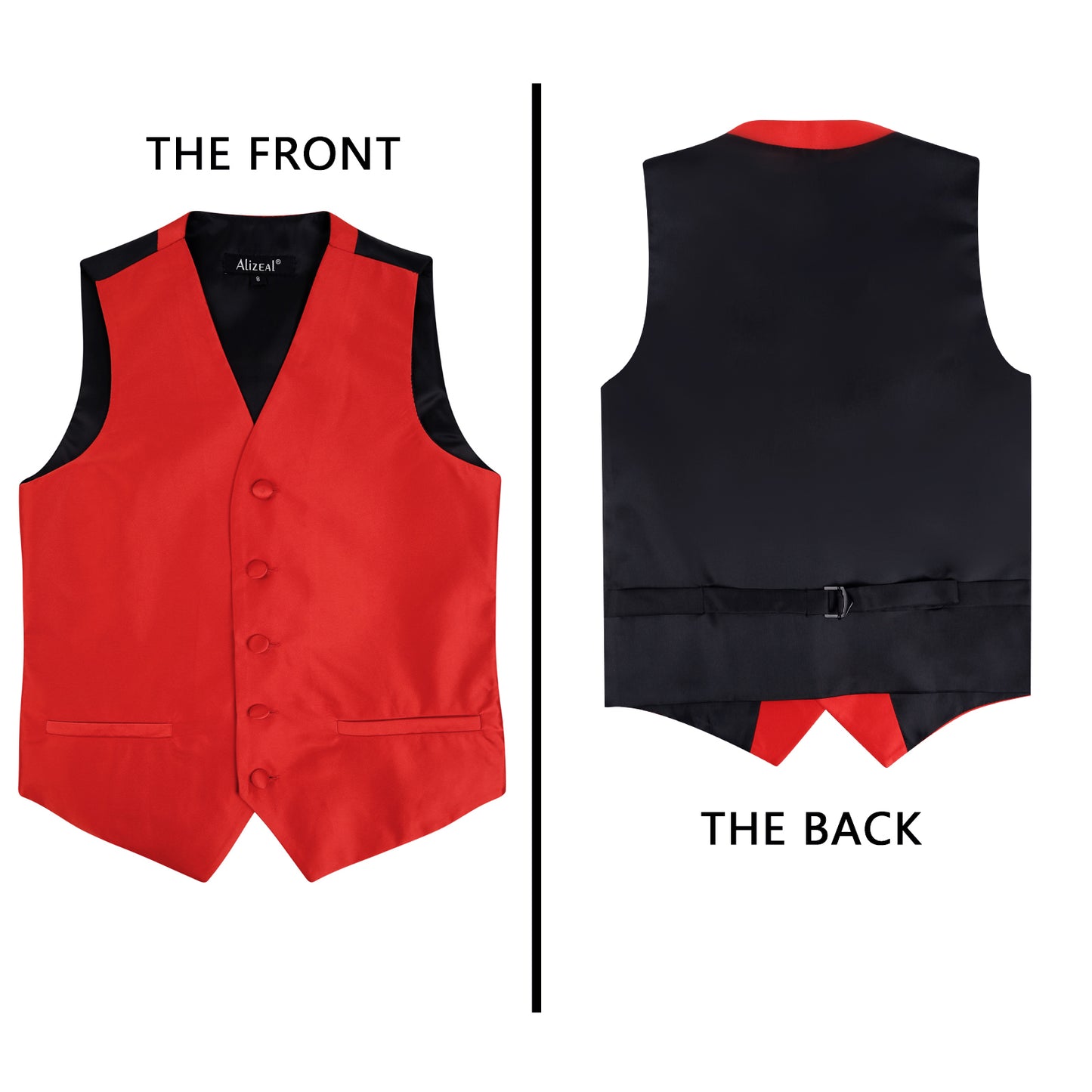 Boy's Classic Solid Bow Tie, Necktie and Suit Vest Set, 078-Red