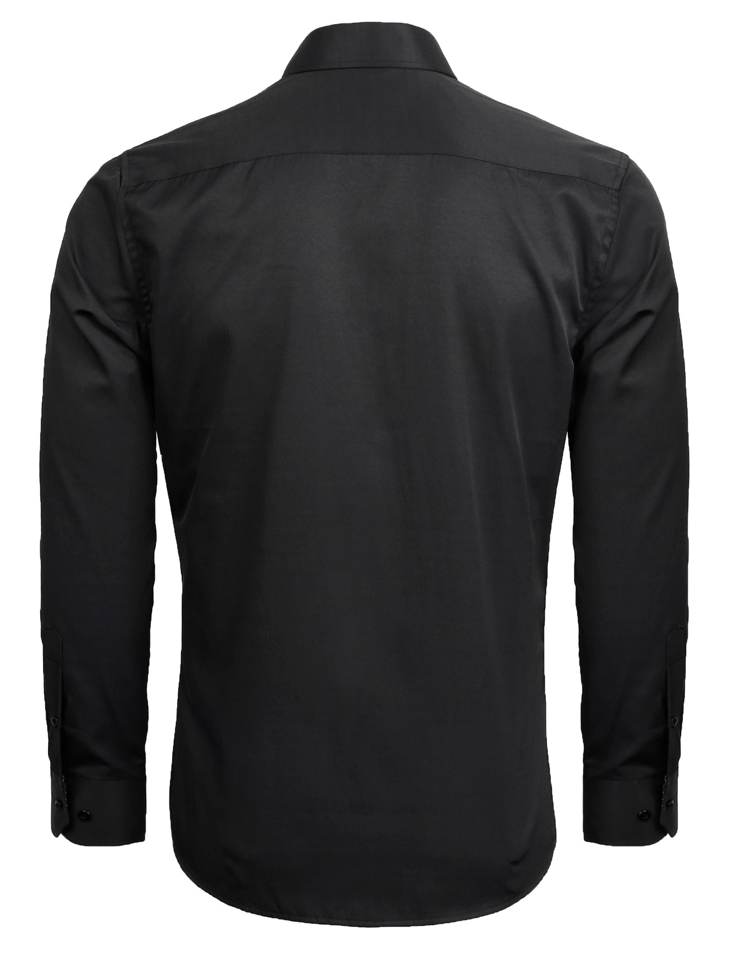 Men's Long Sleeve Dress Shirts Polka Dot Patchwork Button Down Formal Shirts, 116-Black+Black Dots