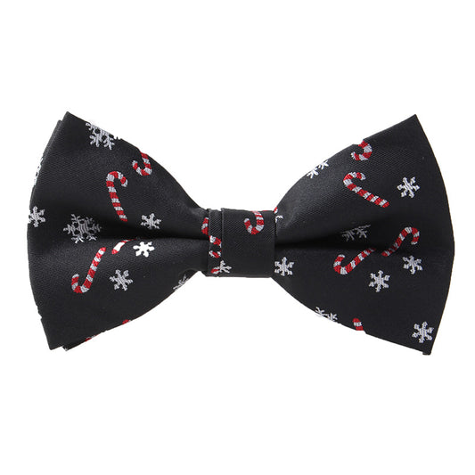 Men's Christmas Candy Cane Black Bow Tie AM042
