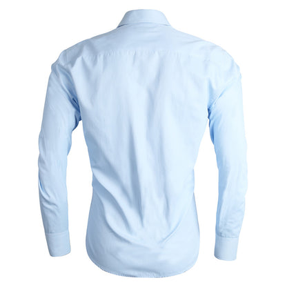 Men's Business Slim Fit Dress Shirt Long Sleeve Patchwork Button-Down Shirt, 004-Light Blue+Royal Blue