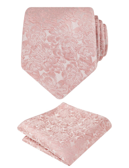 Men's 3.15inches Floral Printed Necktie with Handkerchief Set, 125