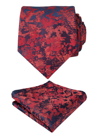 Men's 3.15inches Floral Printed Necktie with Handkerchief Set, 125