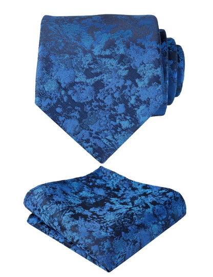 Men's 3.15inches Floral Printed Necktie with Handkerchief Set, 125