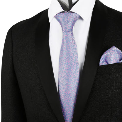 Men's 3.15inches Floral Printed Necktie with Hanky Set, 126