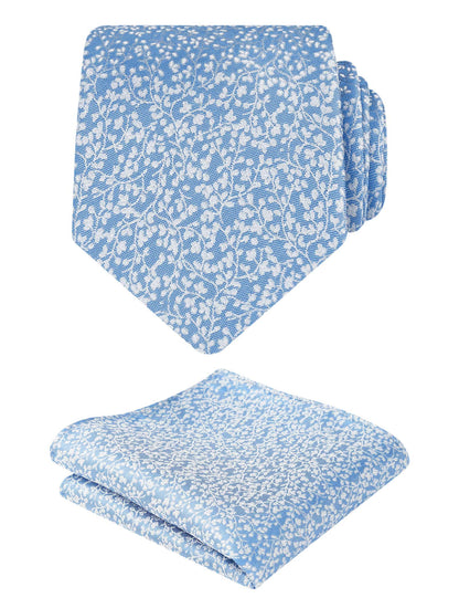 Men's 3.15inches Floral Printed Necktie with Hanky Set, 126