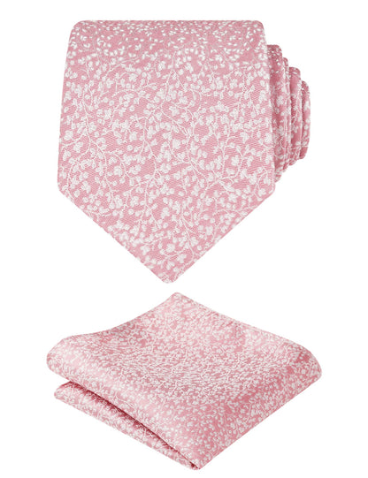 Men's 3.15inches Floral Printed Necktie with Hanky Set, 126