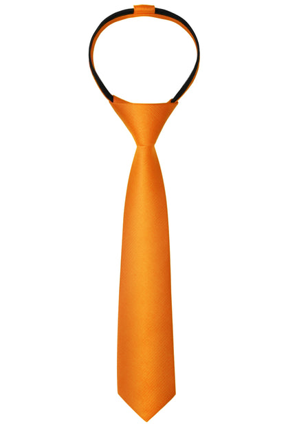 Boy's Solid Color Pre-tied 2.4'' Zipper Skinny Necktie #067