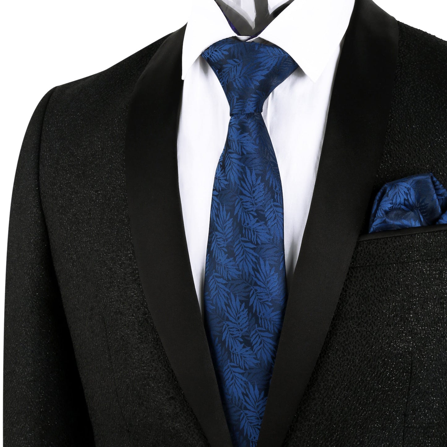 Men‘s Floral Pattern Tie with Pocket Square 3.15inches Self-tied Set, #141