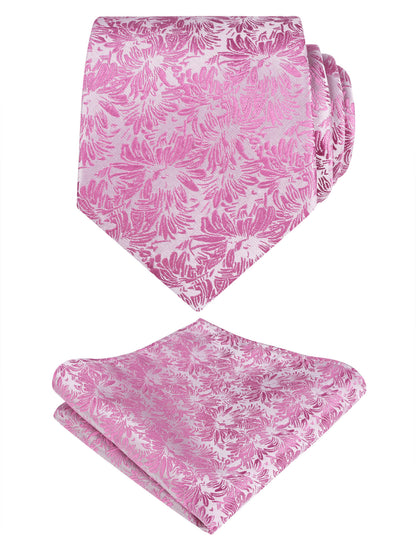 Men‘s Floral Pattern Tie with Pocket Square 3.15inches Self-tied Set, #141