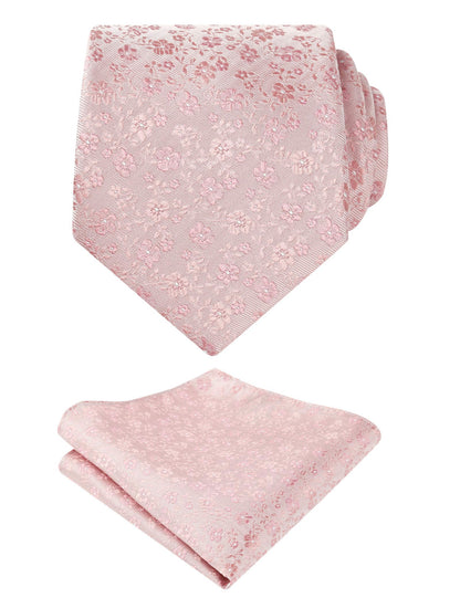 Men's Floral Pattern Tie with Flower Printed Pocket Square 3.15inches Colorful Tie Set, #142