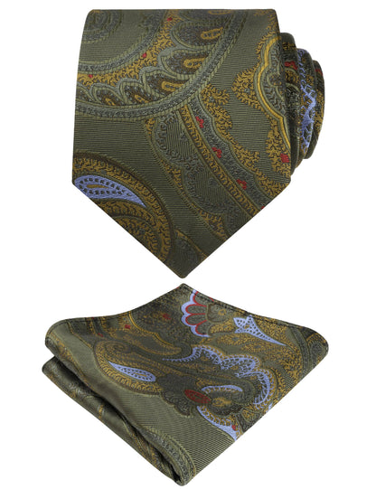 Men's Paisley Necktie with Pocket Square 59 * 3.15in Self-tied Tie Set, 144
