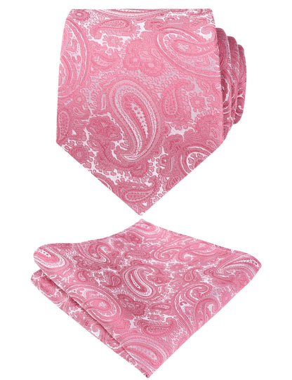 Men's Paisley Necktie with Pocket Square 59 * 3.15in Self-tied Tie Set, 144