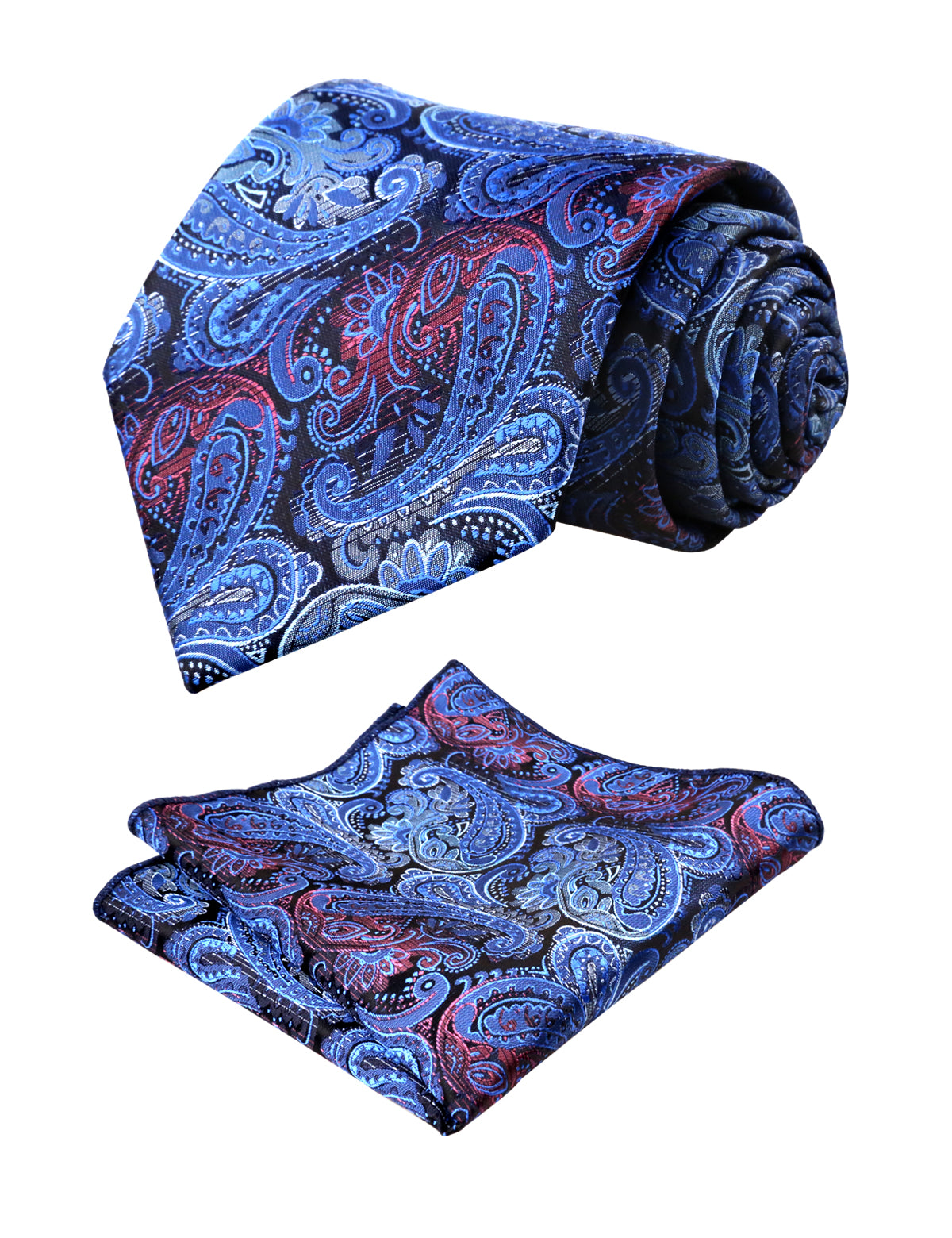 Men's Paisley Necktie with Pocket Square 59 * 3.15in Self-tied Tie Set, 144