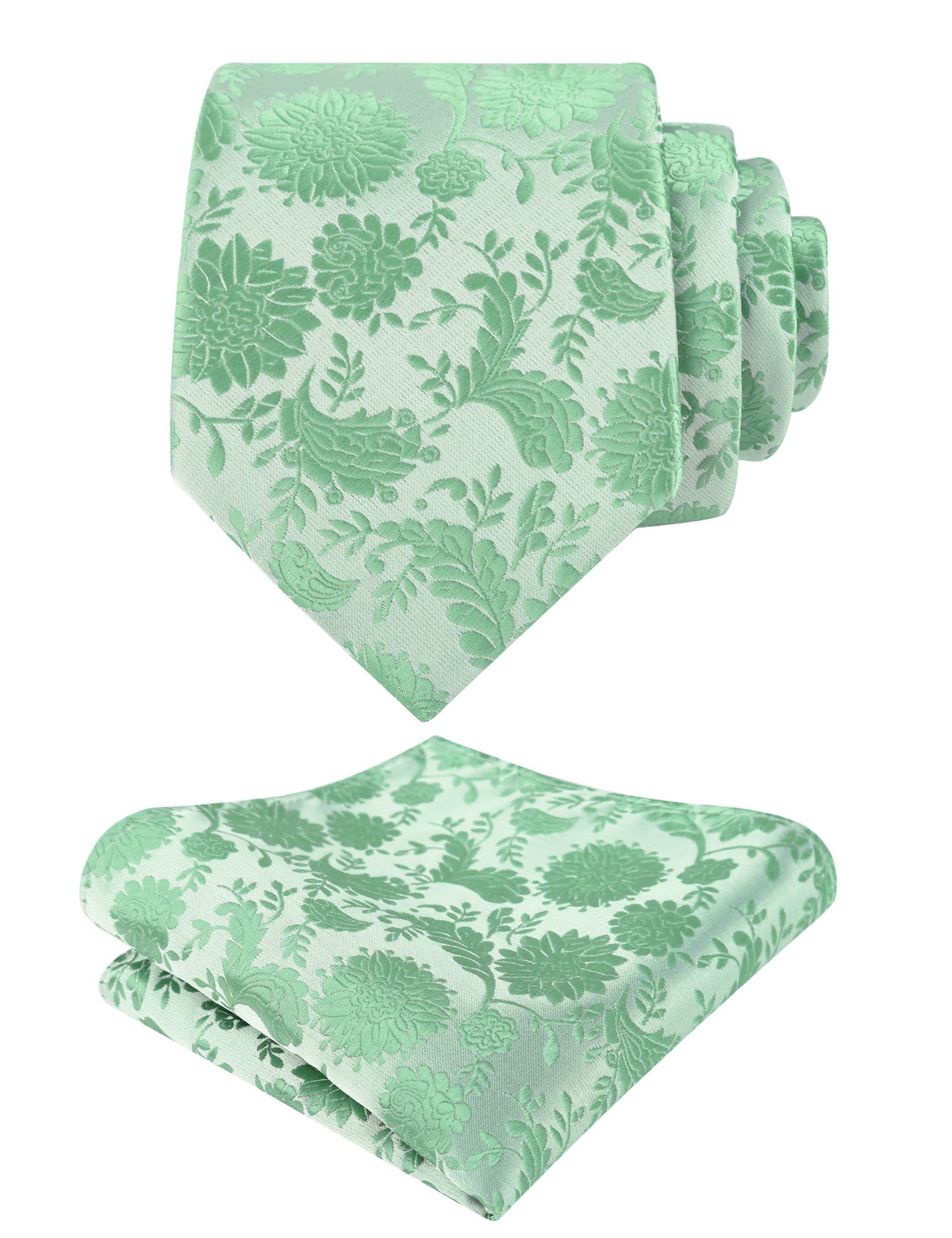 Men's 3.15'' Leaf Flower Pattern Tie with Floral Pocket Square Set, 146