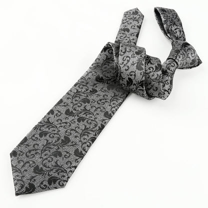 Men's Leaf Pattern Necktie with Plant Printed Pocket Square Set, 150
