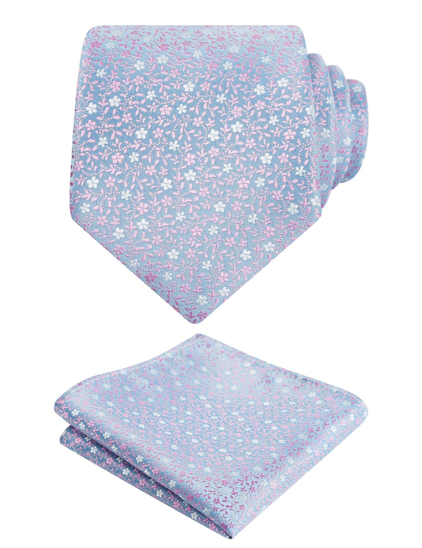 Men's 3.15'' Floral Pattern Tie with Flower Printed Pocket Square Colorful Tie Set, 152