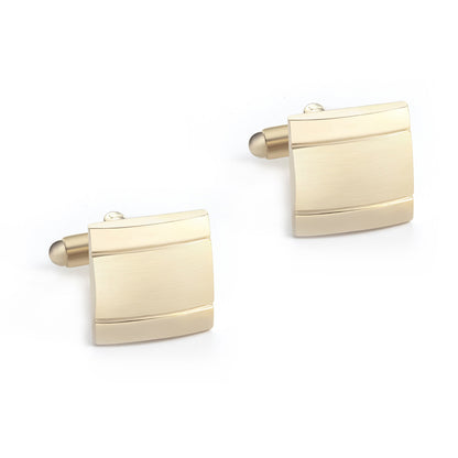 Men's Gold Striped Square Cufflinks Tie Clip Set