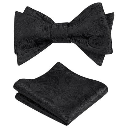 Men's Self-tied Paisley Bow Tie and Pocket Square Set, 167
