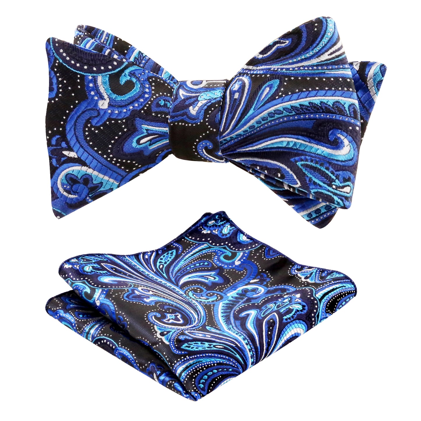 Men's Self-tied Paisley Bow Tie and Pocket Square Set, 167