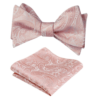 Men's Self-tied Paisley Bow Tie and Pocket Square Set, 167