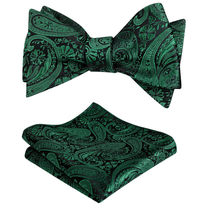 Men's Self-tied Paisley Bow Tie and Pocket Square Set, 167