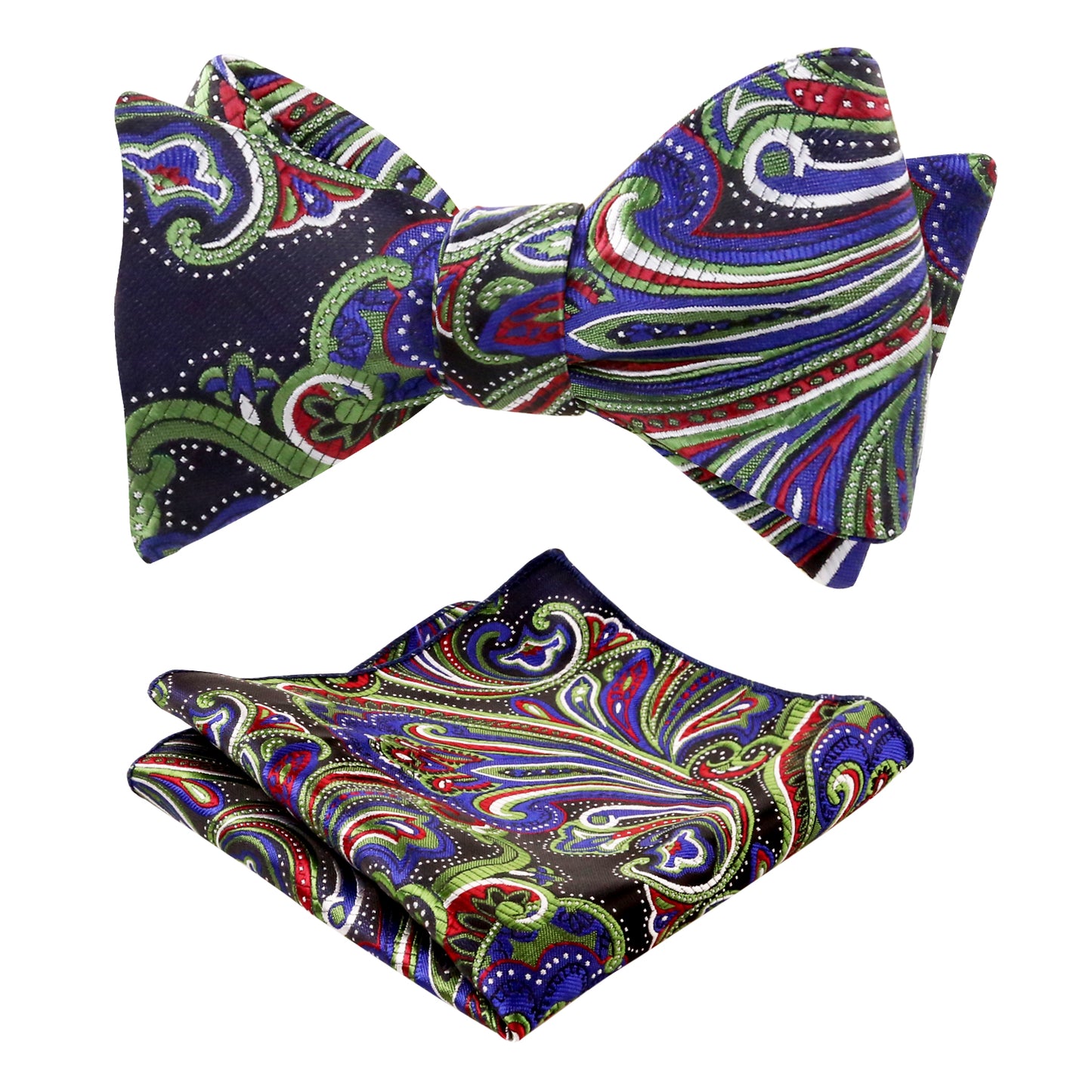 Men's Self-tied Paisley Bow Tie and Pocket Square Set, 167