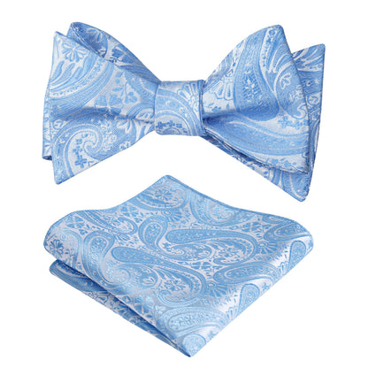 Men's Self-tied Paisley Bow Tie and Pocket Square Set, 167