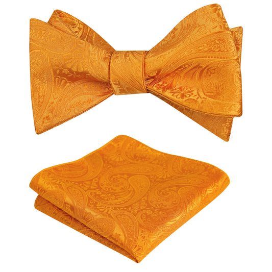 Men's Self-tied Paisley Bow Tie and Pocket Square Set, 167