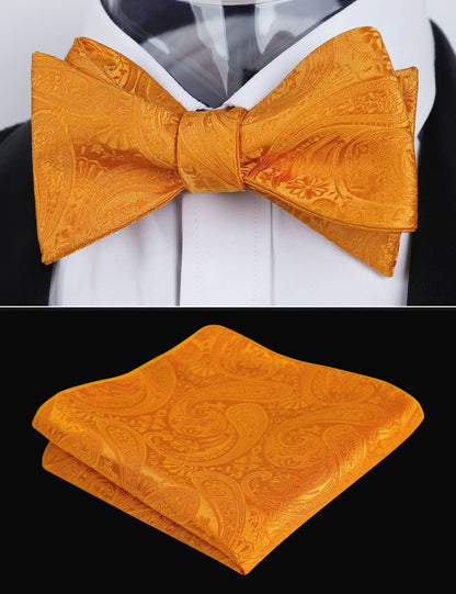 Men's Self-tied Paisley Bow Tie and Pocket Square Set, 167