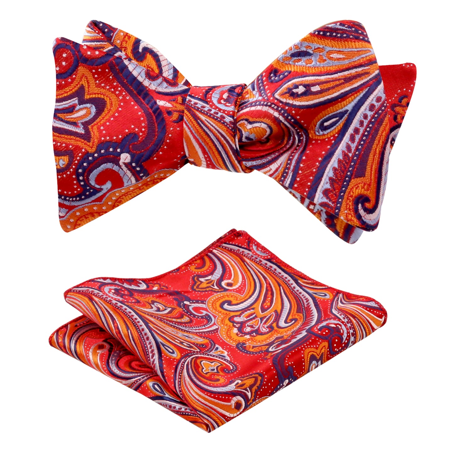 Men's Self-tied Paisley Bow Tie and Pocket Square Set, 167