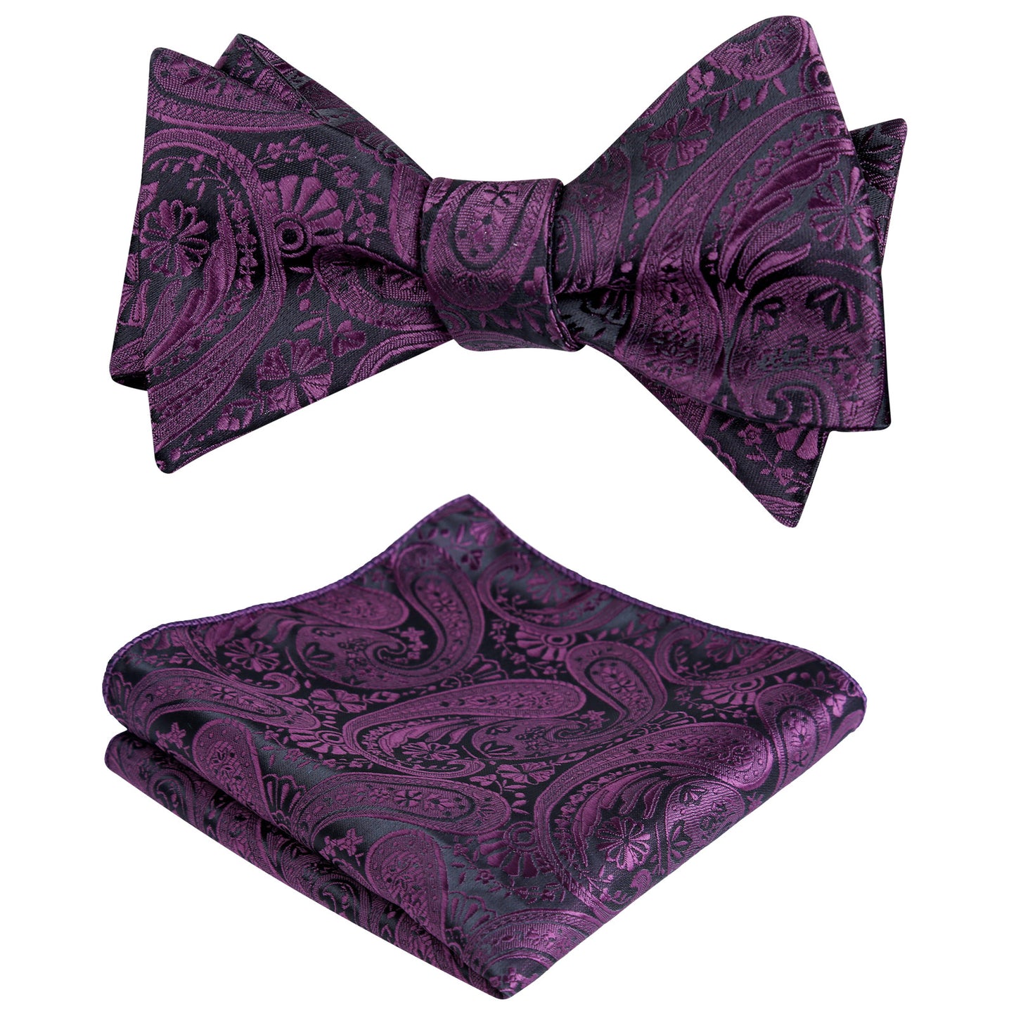 Men's Self-tied Paisley Bow Tie and Pocket Square Set, 167