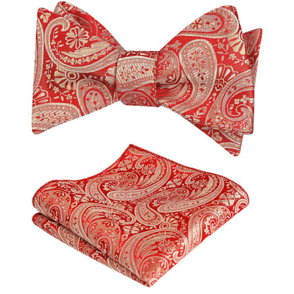 Men's Self-tied Paisley Bow Tie and Pocket Square Set, 167