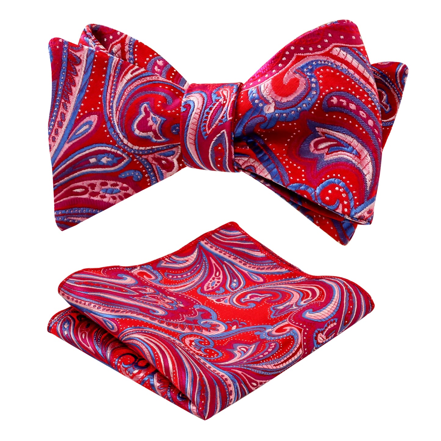 Men's Self-tied Paisley Bow Tie and Pocket Square Set, 167