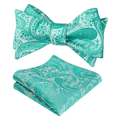 Men's Self-tied Paisley Bow Tie and Pocket Square Set, 167