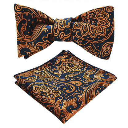 Men's Self-tied Paisley Bow Tie and Pocket Square Set, 167