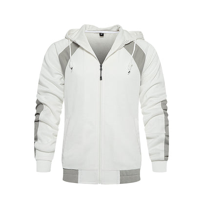 Men's White Sportswear Full Zip-up Hoodie Set SS001