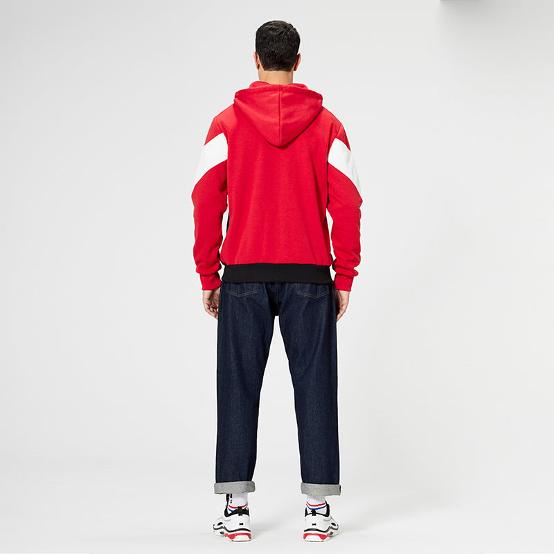Men's Red Full Zip Hooded Sweatshirt ST002