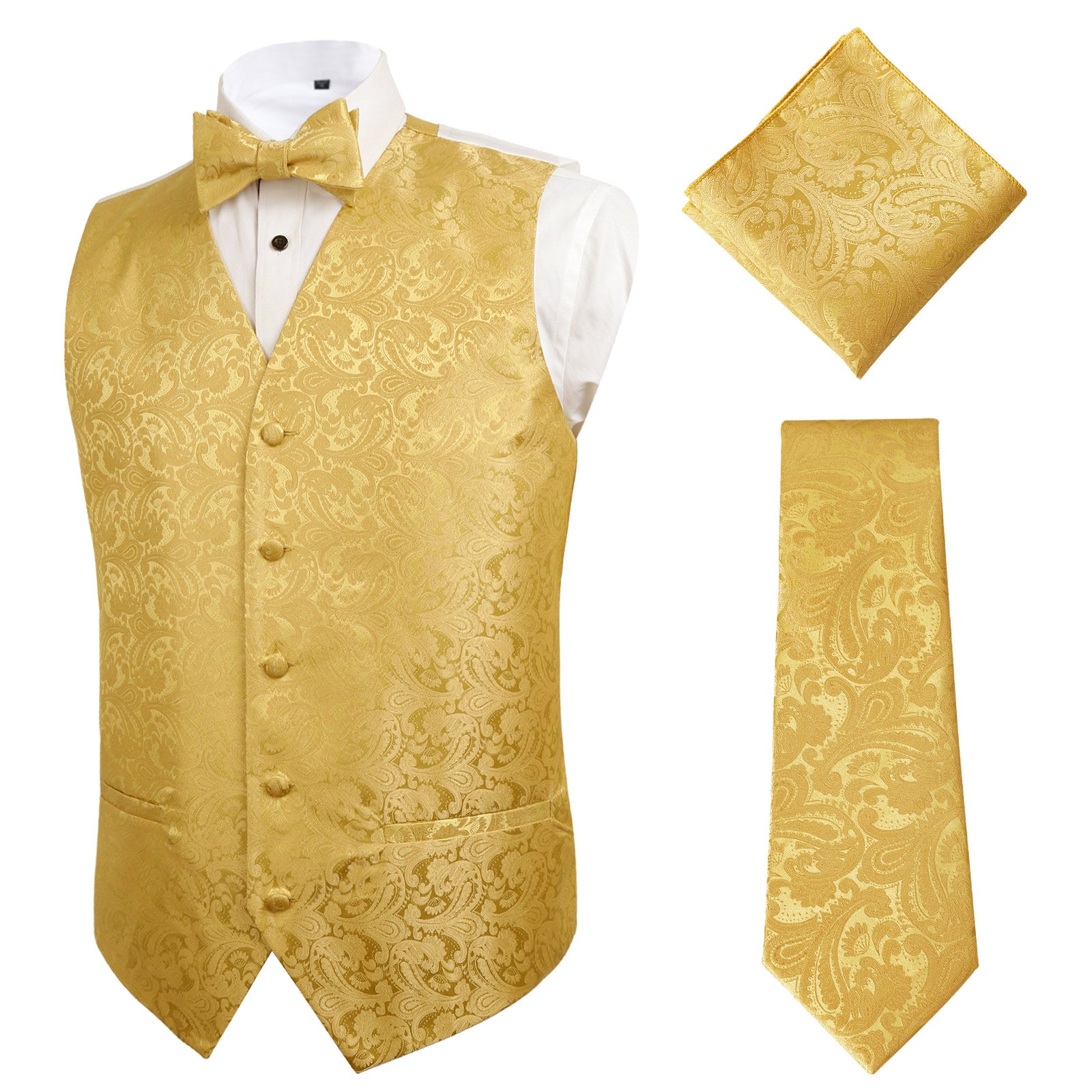 Alizeal Mens Paisley Bow Tie, Hanky en Manchetknopen Set Alizeal Mens Paisley Bow Tie, Hanky en Manchetknopen Set